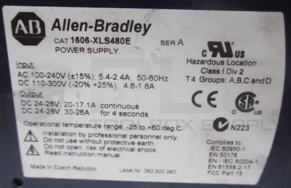 ALLEN BRADLEY 1606-XLS480E /A POWER SUPPLY 24-28VDC - Image 4