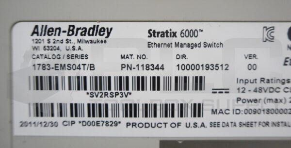 ALLEN BRADLEY 1783-EMS04T /B STRATIX 6000 ETHERNET MANAGED SWITCH 12-48VDC 2.6W - Image 5