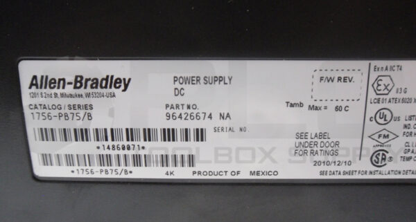 ALLEN BRADLEY 1756-PB75 /B POWER SUPPLY 24VDC 13A W/ 1756-A13 /B CHASSIS 13 SLOT - Image 7