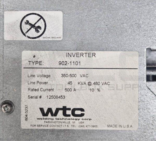 WTC 902-1101 GEN 6 MFDC INVERTER 350-500VAC 500A - Image 7