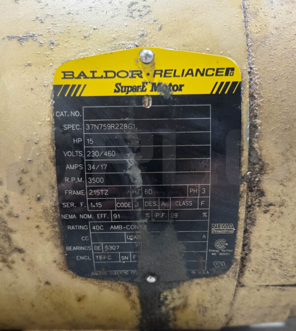 BALDOR 37N759R228G1 MOTOR 3PH 15HP 3500RPM 60HZ 230/460V FR: 215TZ - Image 6