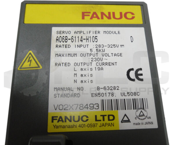 FANUC A06B-6114-H105 /D SERVO AMPLIFIER 283-325/230V 5.5KW 19A; A06B6114H105 - Image 5