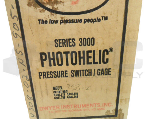 NEW DWYER 3015 PHOTOHELIC PRESSURE SWITCH/GAGE 25PSIG 0-15" H2O - Image 6