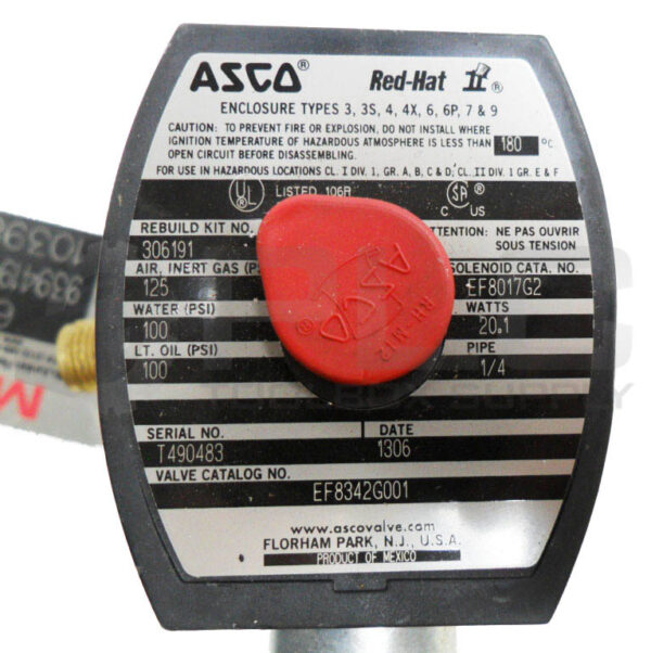 NEW ASCO EF8342G001 SOLENOID VALVE W/ 272614-132-D COIL 120V 60HZ MP-C-089 - Image 7