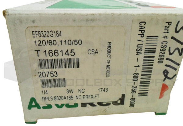 NEW ASCO EF8320G184 SOLENOID VALVE 20753 W/ 28614-032-D COIL MP-C-144 *READ* - Image 8