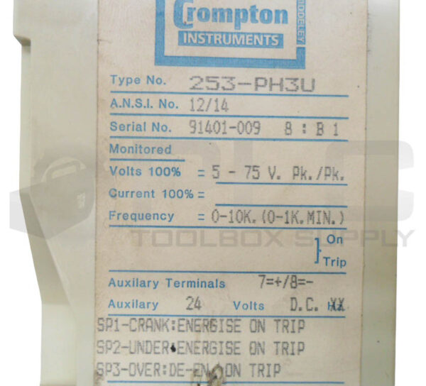 CROMPTON INSTRUMENTS 253-PH3U TRIP RELAY 5-75V 24VDC - Image 5