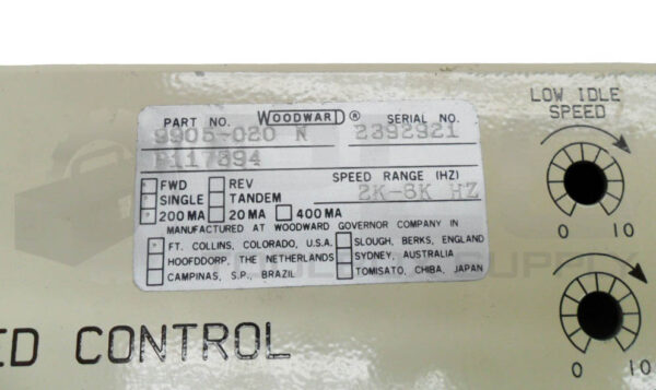 WOODWARD 9905-020 N LOW VOLTAGE 2301A LOAD SHARING & SPEED CONTROL 90-240VAC - Image 4