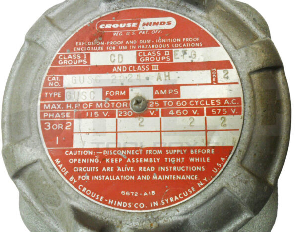 NEW CROUSE HINDS GUSC 2024 AH EXPLOSION PROOF SNAP SWITCH MODEL 2 575V - Image 6