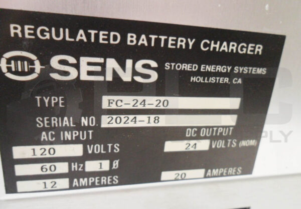 SENS FC-24-20 REGULATED BATTERY CHARGER 120VAC 60HZ 12A - Image 6