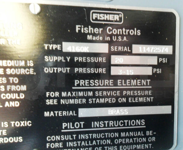 FISHER CONTROLS 4160K PNEUMATIC PRESSURE CONTROLLER W/ 67AF R/221 REGULATOR - Image 6