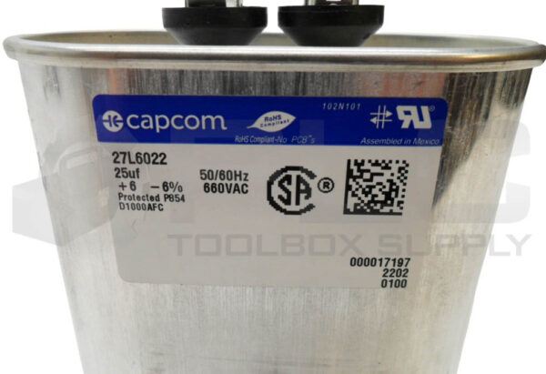 NEW CAPCOM 27L6022 CAPACITOR 660VAC 50/60HZ 25UF - Image 4