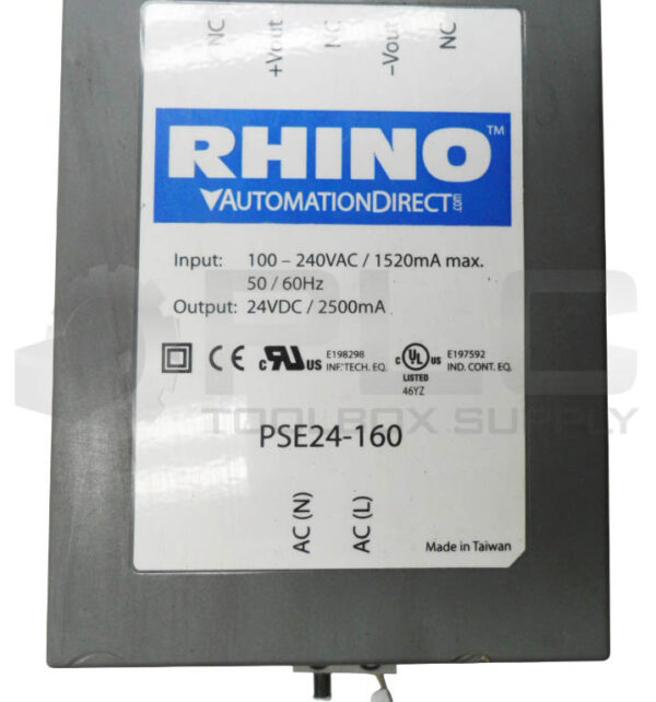 RHINO AUTOMATION DIRECT PSE24-160 DIRECT POWER SUPPLY 100-240VAC 50/60HZ 24VDC - Image 4