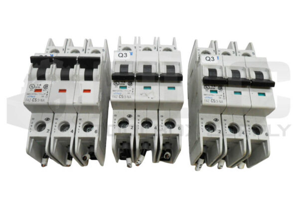 LOT OF 3 EATON FAZ-C5/3-NA CIRCUIT BREAKER 3P 415V 50/60HZ 5A