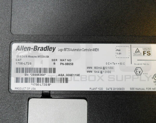 ALLEN BRADLEY 1756-L72S /B LOGIX 5572S AUTOMATION CONTROLLER 4M/2M - Image 4