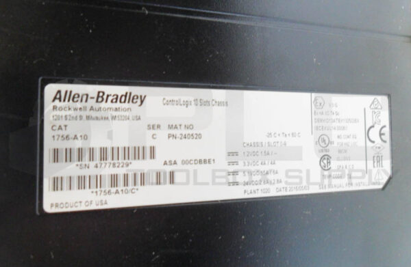 ALLEN BRADLEY 1756-PA75 /B AC POWER SUPPLY W/ 1756-A10 /C 10 SLOT RACK - Image 4