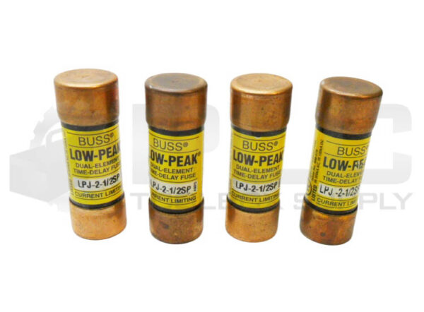 LOT OF 4 BUSSMANN LPJ-2-1/2SP LOW PEAK FUSE 2-1/2A 600VAC 300VDC