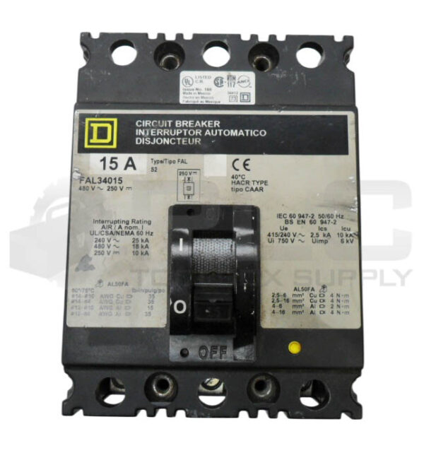 SQUARE D FAL34015 CIRCUIT BREAKER 15A 480V 60HZ - Image 2