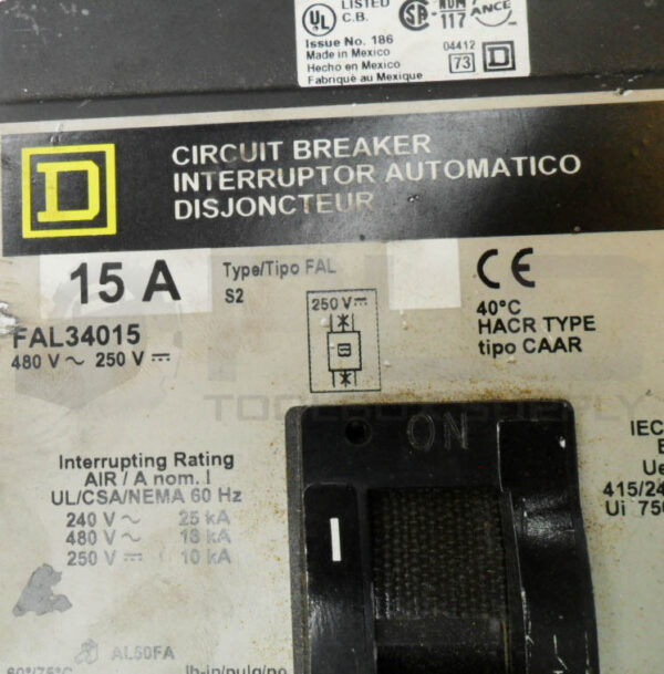 SQUARE D FAL34015 CIRCUIT BREAKER 15A 480V 60HZ - Image 5