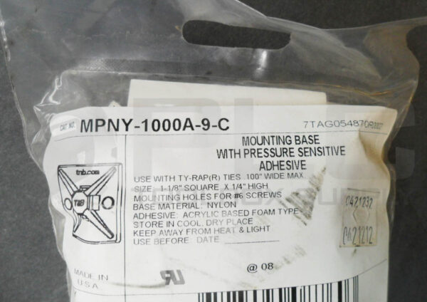 SEALED NEW BAG OF 100 THOMAS & BETTS MPNY-1000A-9-C MOUNTING BASE 1-1/8" X 1/4" - Image 3