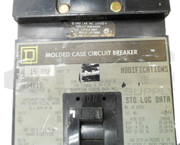 SQUARE D EH34015 /2 MOLDED CASE CIRCUIT BREAKER 15A - Image 5