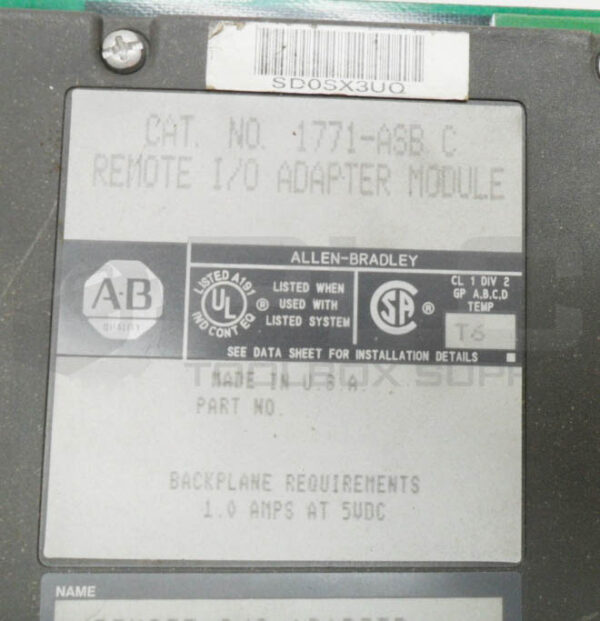 ALLEN BRADLEY 1771-ASB /C REMOTE I/O ADAPTER MODULE 1.0A 5VDC - Image 5