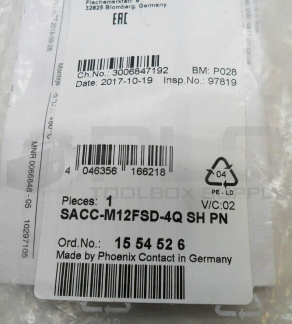 NEW PHOENIX CONTACT SACC-M12FSD-4Q SH PN SYSTEM CONNECTOR 15 54 52 6 - Image 3