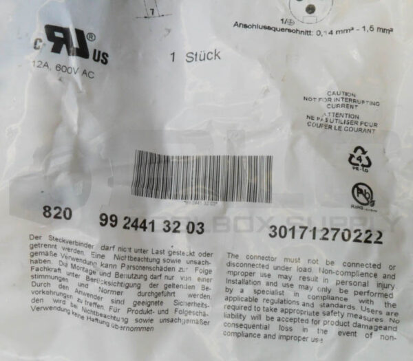 SEALED NEW BINDER 99 2441 32 03 CABLE CONNECTOR MALE 30171270222 - Image 3