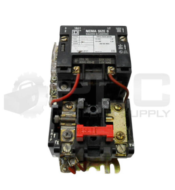 SQUARE D 8536 SBO-1 /A MOTOR STARTER W/ 31041-400-42 W/ 9999 SX-6 INTERLOCK