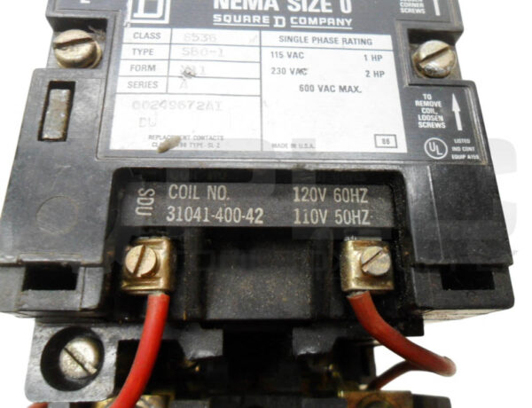 SQUARE D 8536 SBO-1 /A MOTOR STARTER W/ 31041-400-42 W/ 9999 SX-6 INTERLOCK - Image 6