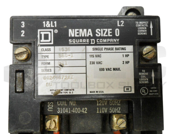 SQUARE D 8536 SBO-1 /A MOTOR STARTER W/ 31041-400-42 W/ 9999 SX-6 INTERLOCK - Image 7