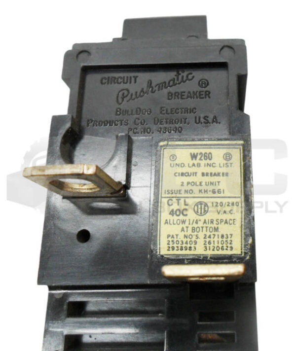 BULLDOG ELECTRIC W260 PUSHMATIC CIRCUIT BREAKER 2 POLE 60A - Image 5
