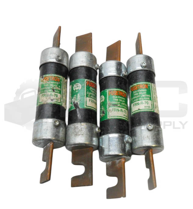 LOT OF 4 BUSSMANN FRN-R-70 DUAL ELEMENT FUSE 70A 250VAC - PLC Toolbox ...