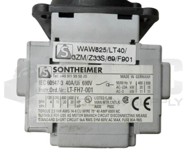 NEW SONTHEIMER LT-FH7-001 ELECTRICAL SWITCH 40A 690V *READ* - Image 5