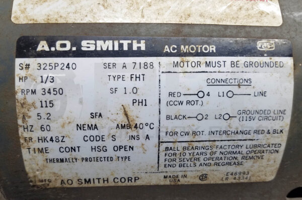 A.O. SMITH 325P240 DRILL GRINDER SHARPENER 1/3HP 3450RPM - Image 7