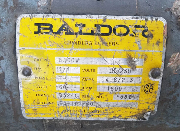 BALDOR 8100W GRINDER BUFFER 3/4HP 1PH 1800RPM FR: 0524C - Image 6
