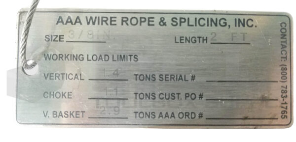 NEW AAA WIRE ROPE & SPLICING 3/8 WIRE ROPE, 2ft - Image 4