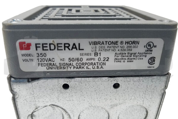 FEDERAL SIGNAL 350 /B1 VIBRATONE HORN w/ ELECTRICAL BOX & CORD - Image 6