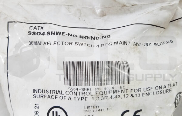 SEALED NEW C3 CONTROLS SSO4-SHWE-NO-NO/NC-NC 30mm SELECTOR SWITCH - Image 4