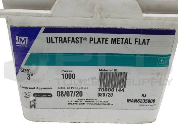 SEALED NEW JM 70000144 ULTRAFAST METAL FLAT 3" SQUARE, 1000pcs - Image 3