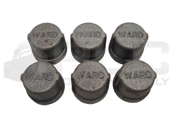 LOT OF 6 NEW WARD 1/2 THREADED STEEL CAP, 1/2" NPT