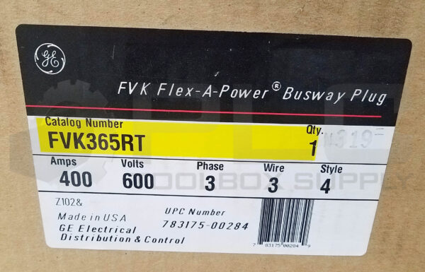 SEALED NEW GENERAL ELECTRIC FVK365RT FLEX-A-POWER BUSWAY PLUG 400AMP 600V 3PH - Image 4