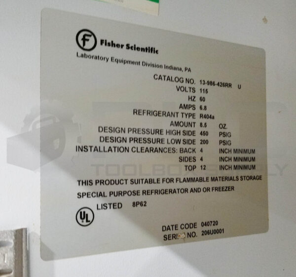FISHER SCIENTIFIC 13-986-426RR ISOTEMP LABORATORY REFRIGERATOR - Image 10