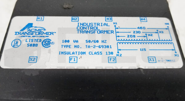 ACME TA-2-69301 INDUSTRIAL CONTROL TRANSFORMER 100VA 50/60Hz - Image 4