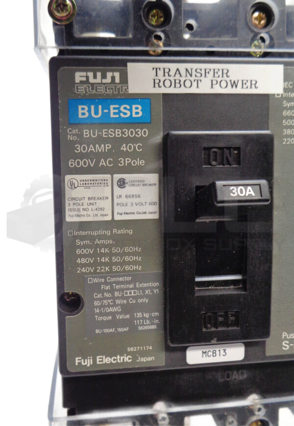 FUJI BU-ESB3030 CIRCUIT BREAKER 30A 3P BU-ESB W/ GUARDS - Image 7