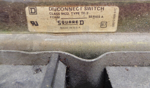 SQUARE D 9422 TE-2 /A DISCONNECT SWITCH ASSEMBLY *READ* - Image 7