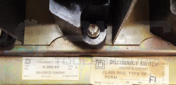 SQUARE D 9422 TF-2 / H-200-SV SER 1 DISCONNECT SWITCH - Image 6