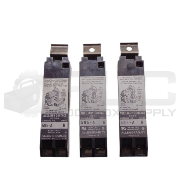 LOT OF 3 ALLEN BRADLEY 595-A /B AUX CONTACTS SIZE 0-4 600VAC