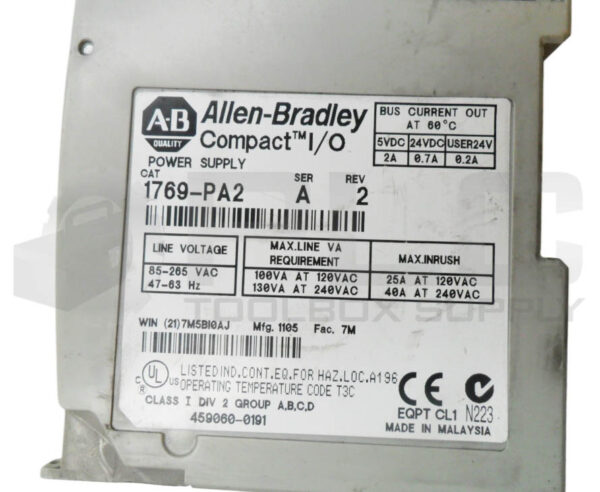ALLEN BRADLEY 1769-PA2 /A POWER SUPPLY 85-265VAC 47-63HZ *READ* - Image 5