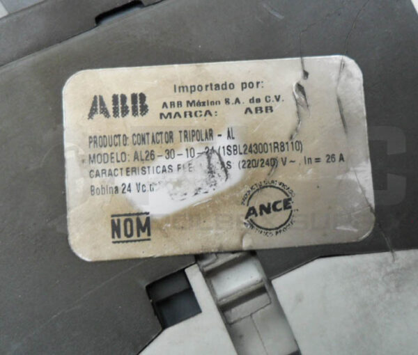 ABB AL26-30-10-24 CONTACTOR W/ CA5-01 AUXILIARY CONTACT W/ (3) CA5-10 W/ R81 - Image 6