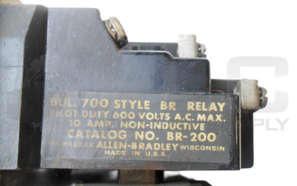 ALLEN BRADLEY 700-BR-200 CONTROL RELAY 600VAC 10A W/ 76A01 COIL 110-120V 50/60HZ - Image 6